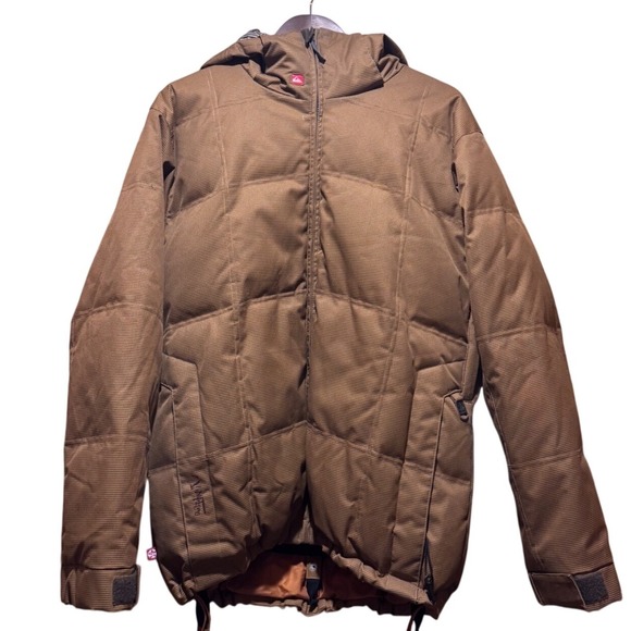 Quiksilver Men's Brown Down Filled Puffer Snowboard Ski Jacket Cold Days Size S